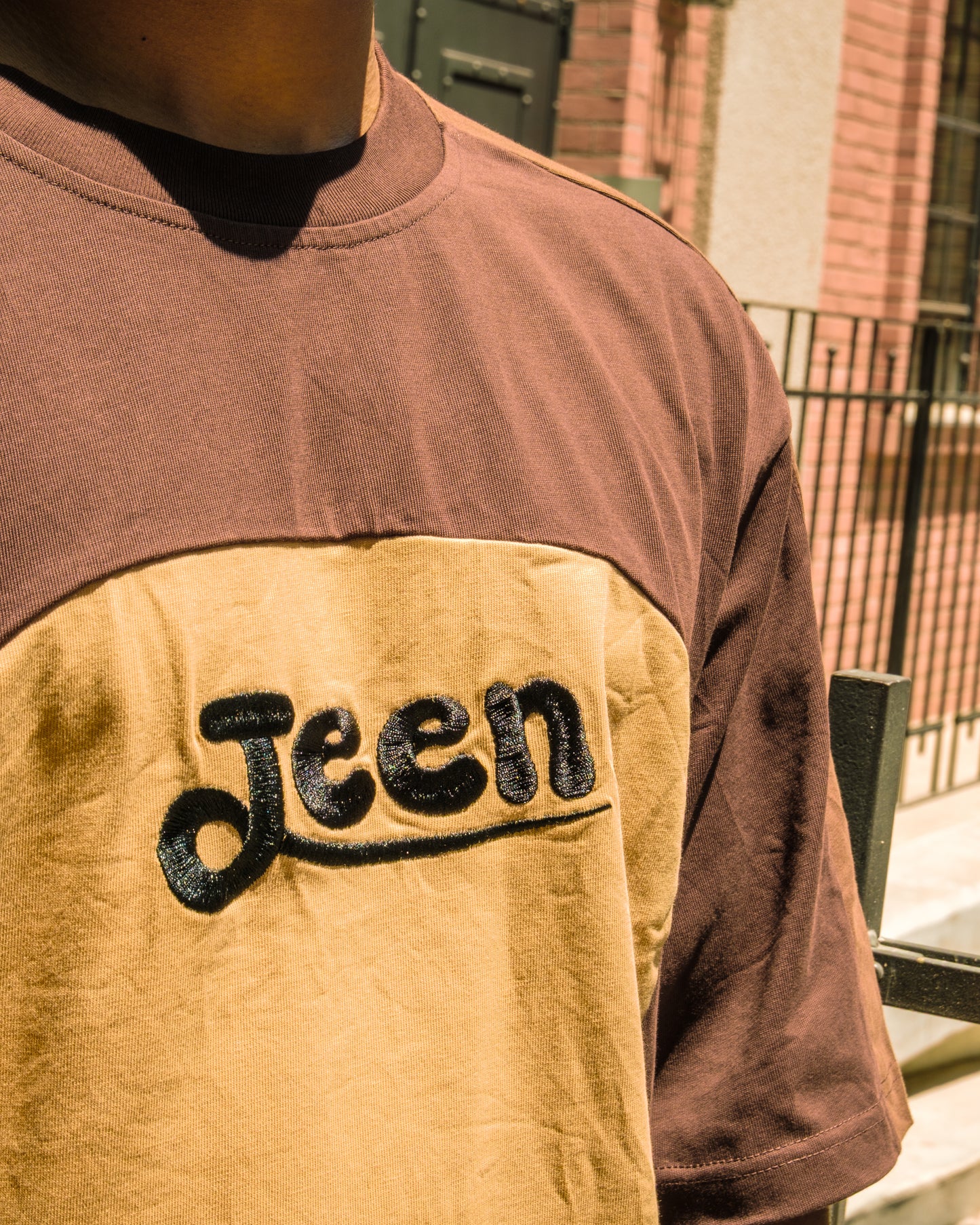 BROWN "JEEN" T SHIRT
