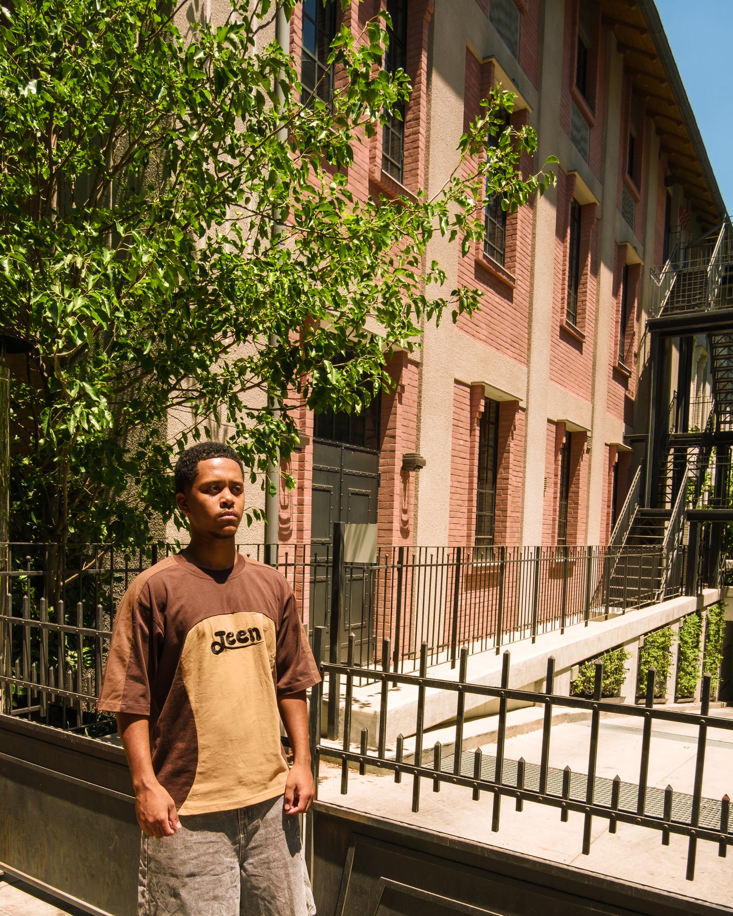 BROWN "JEEN" T SHIRT