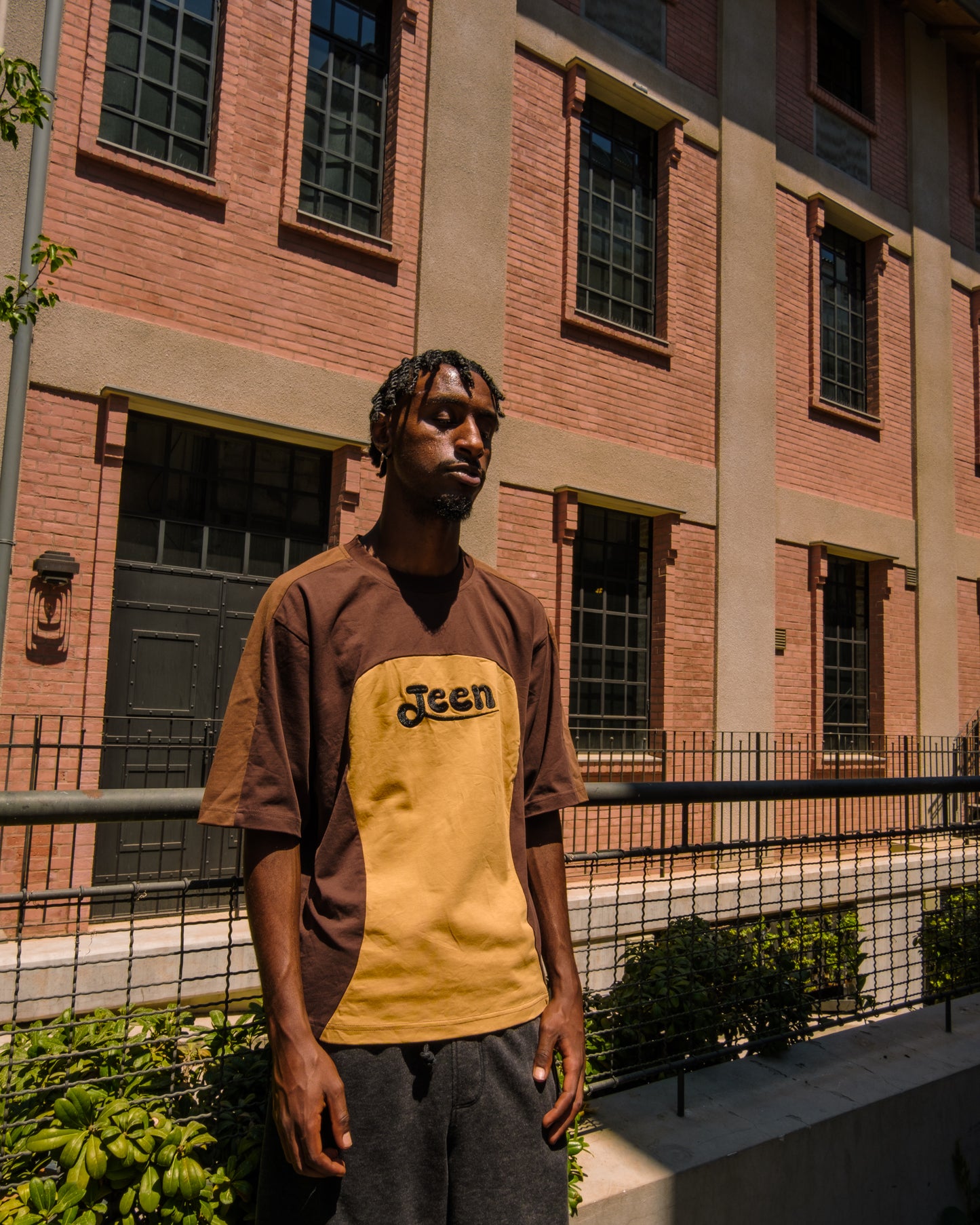 BROWN "JEEN" T SHIRT