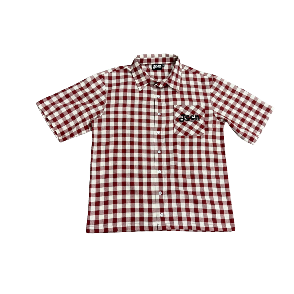 RED BUTTON UP TEE