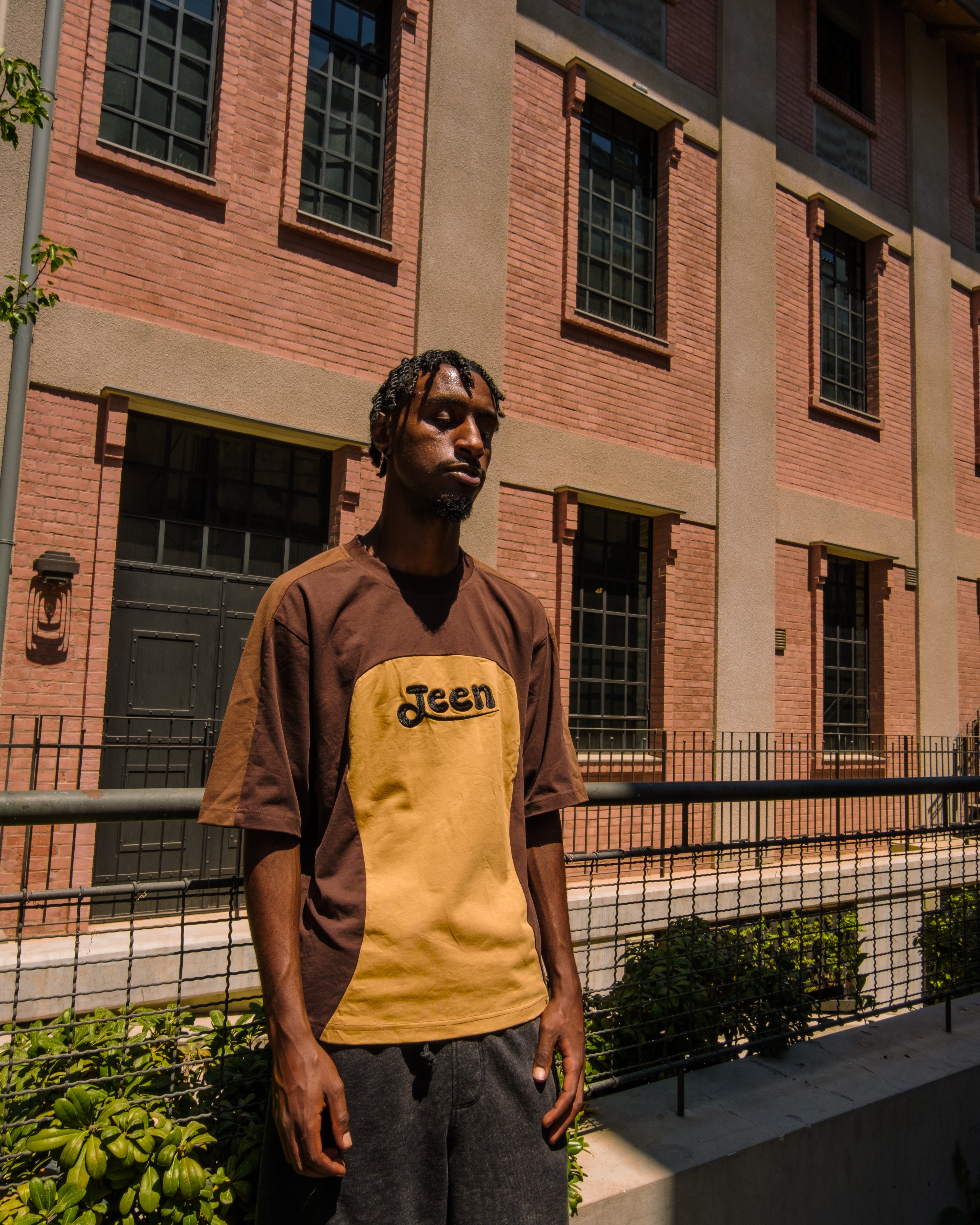 BROWN "JEEN" T SHIRT